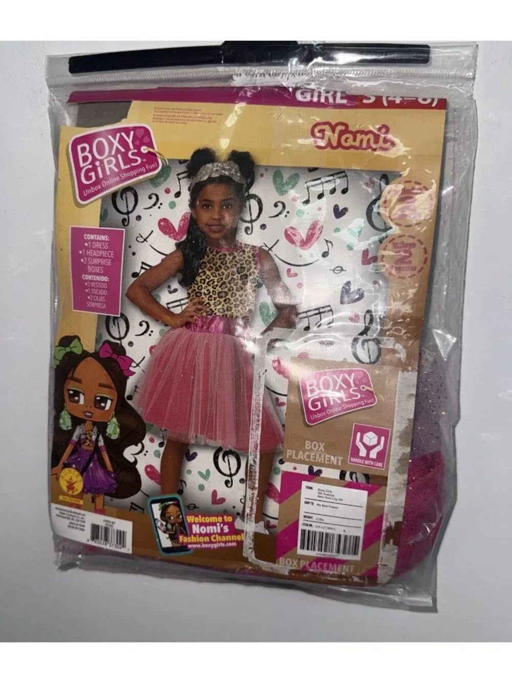 Boxy Girls Nomi Halloween Costume Dress Small 4-6 Pink Headpiece Rubies NEW
